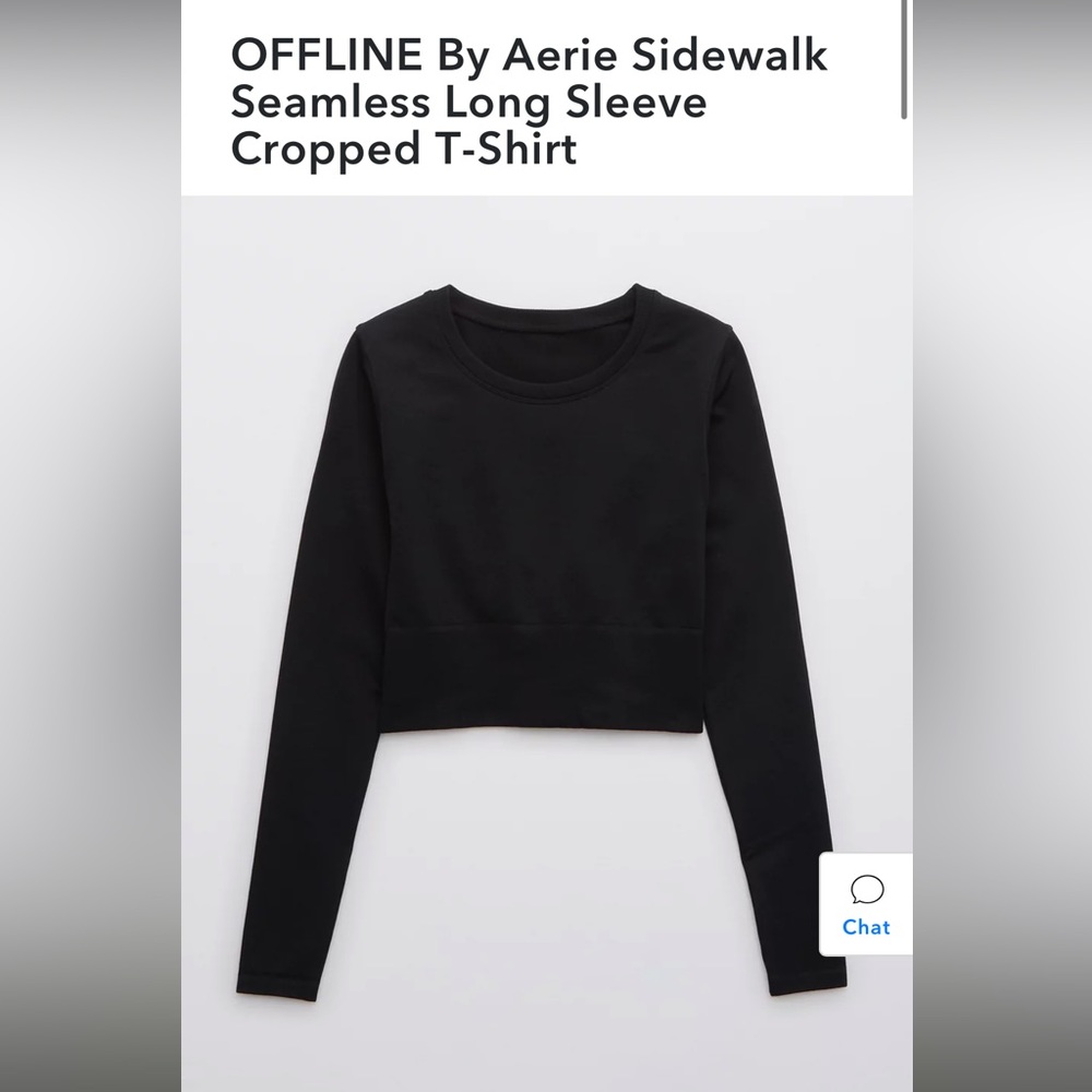 Black OFFLINE By Aerie Sidewalk Seamless Long Sleeve Cropped T-Shirt size XL